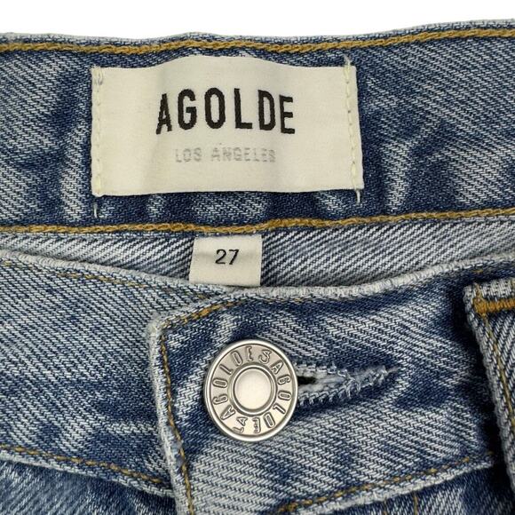 AGOLDE Lana MId-Rise Raw Hem Button-Fly Straight Jeans Women's Size 27 - Picture 8 of 10